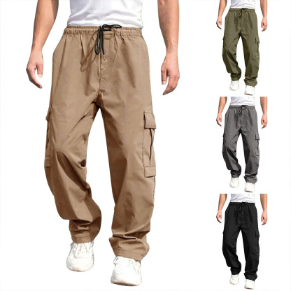 Olivoslindo Pantalones casuales rectos holgados para hombres