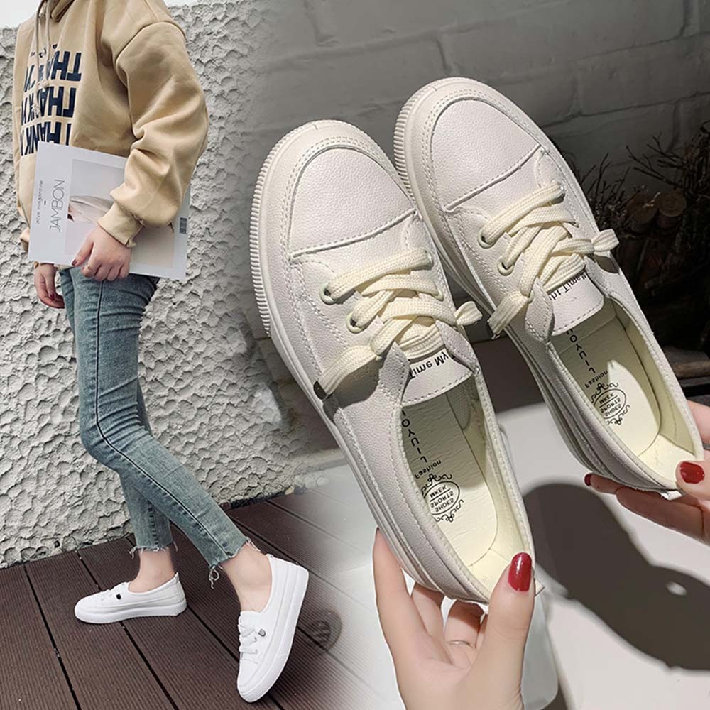 Women's casual versatile white walking shoes