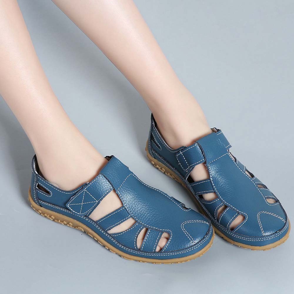 Sandalias de mujer de piel con suela suave y velcro transpirable