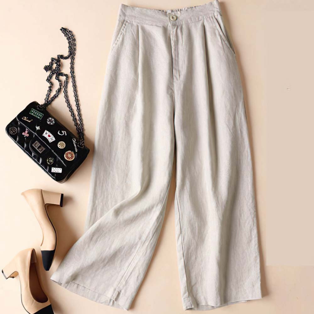 2024 pantalones anchos de algodón y lino transpirables de primavera y verano