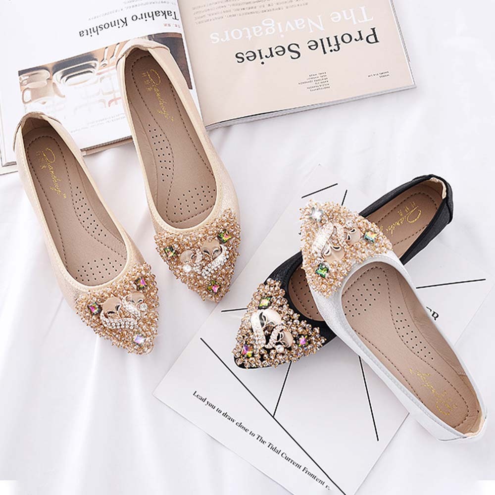 Pisos de diamantes de imitación de moda para mujer