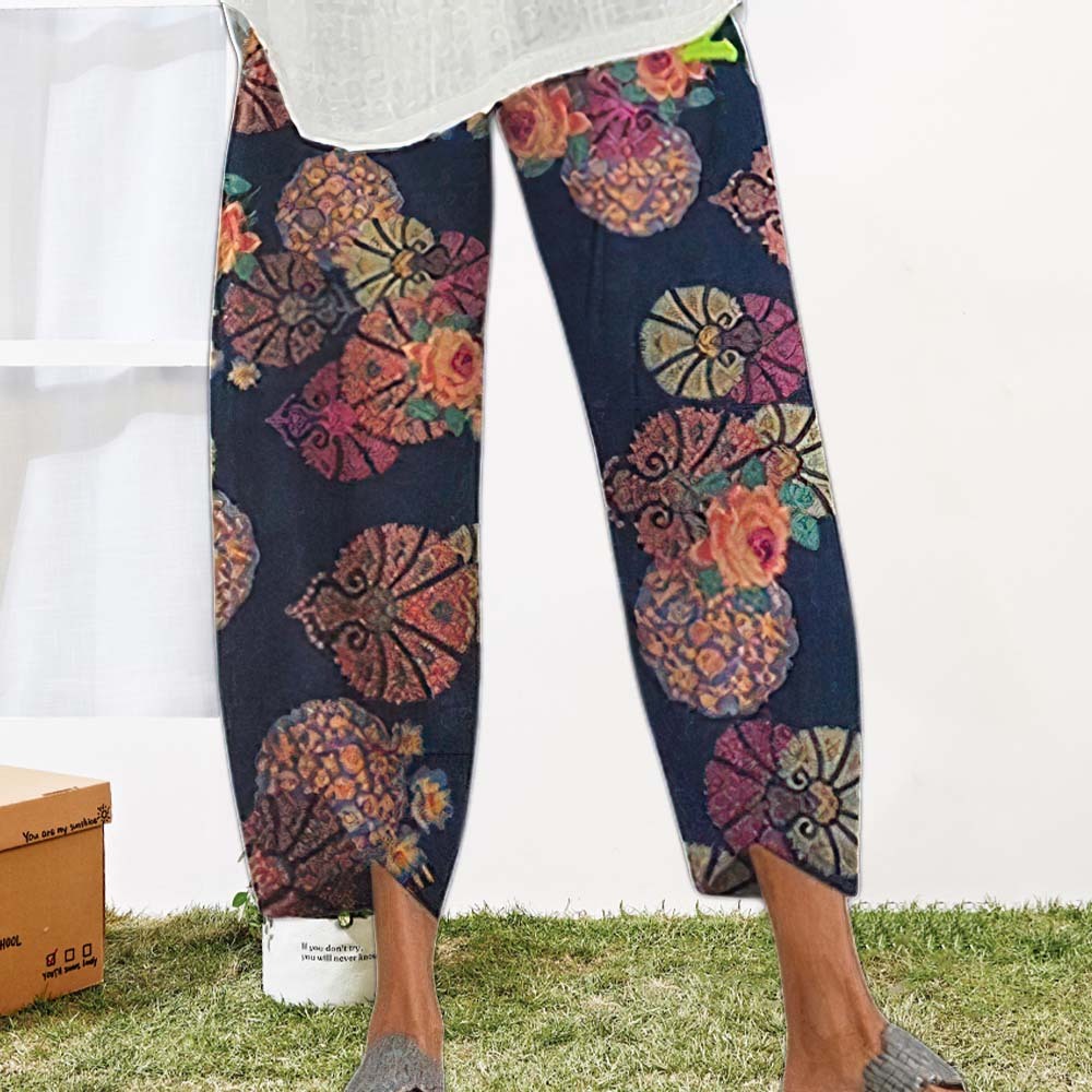 Women's Cotton Linen Loose Wide Leg Pants Casual Pants