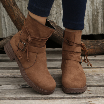 Olivoslindo Botas Martin bajas con cremallera lateral y borla con hebilla de cinturón