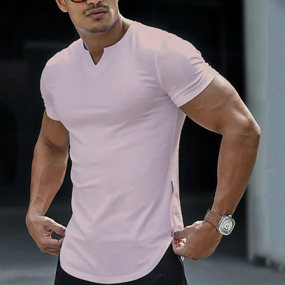 Olivoslindo Camiseta de color sólido simple transpirable casual de verano para hombres