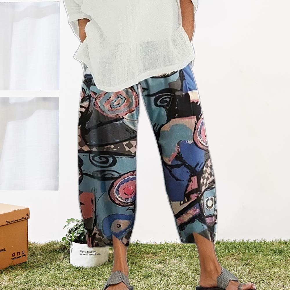 Women's Cotton Linen Loose Wide Leg Pants Casual Pants