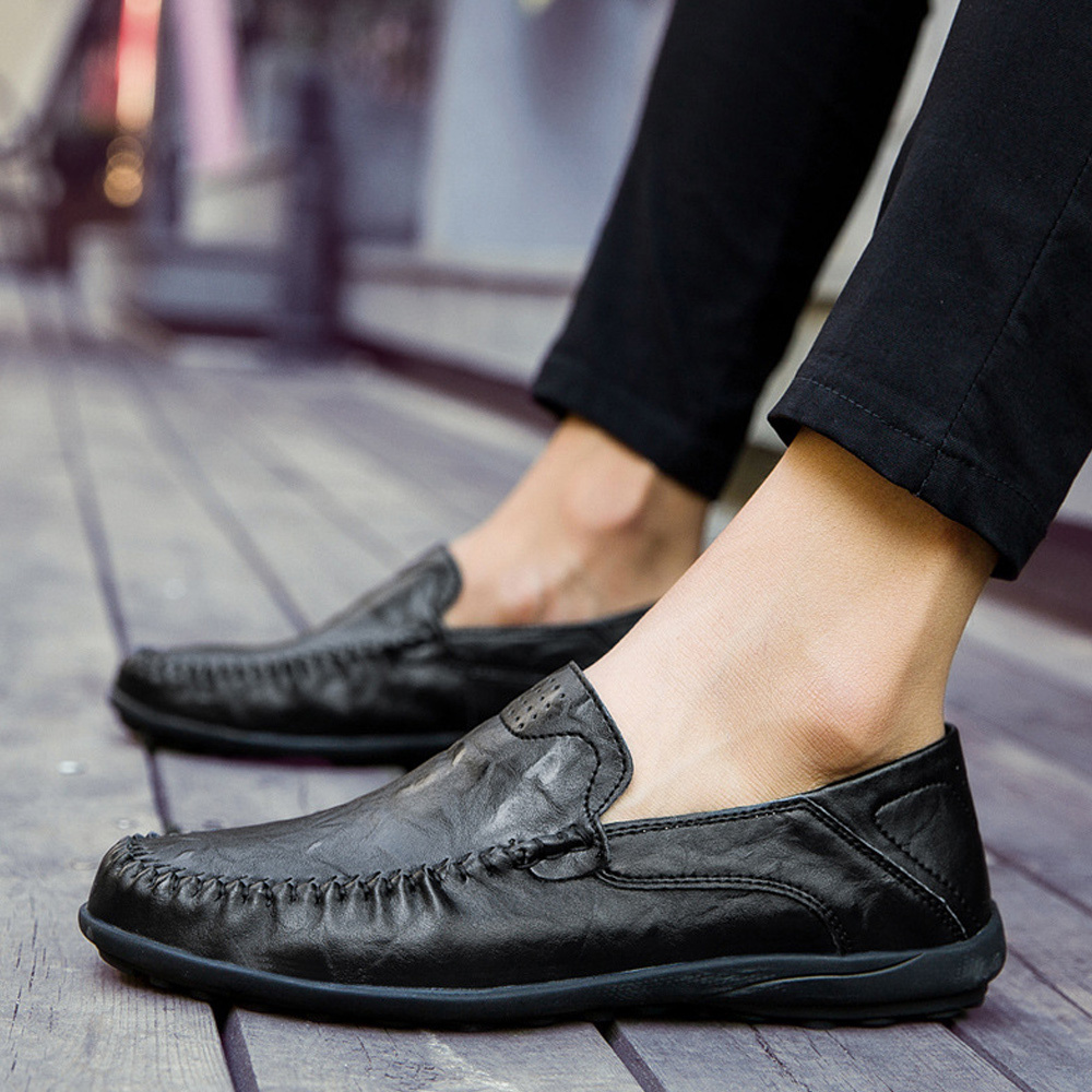 Olivoslindo Zapatos casuales de cuero para hombres de tendencia de verano