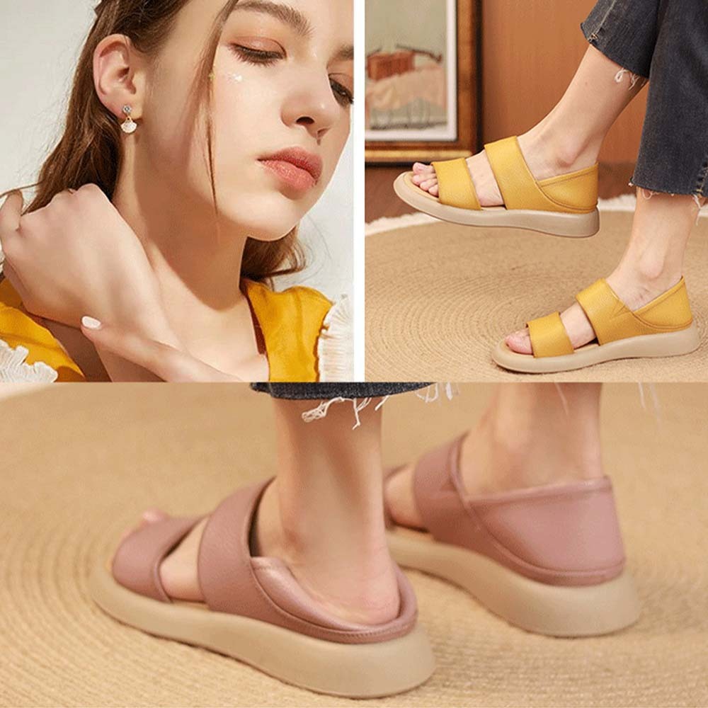 Nuevas sandalias de cuero de moda de suela gruesa para mujer