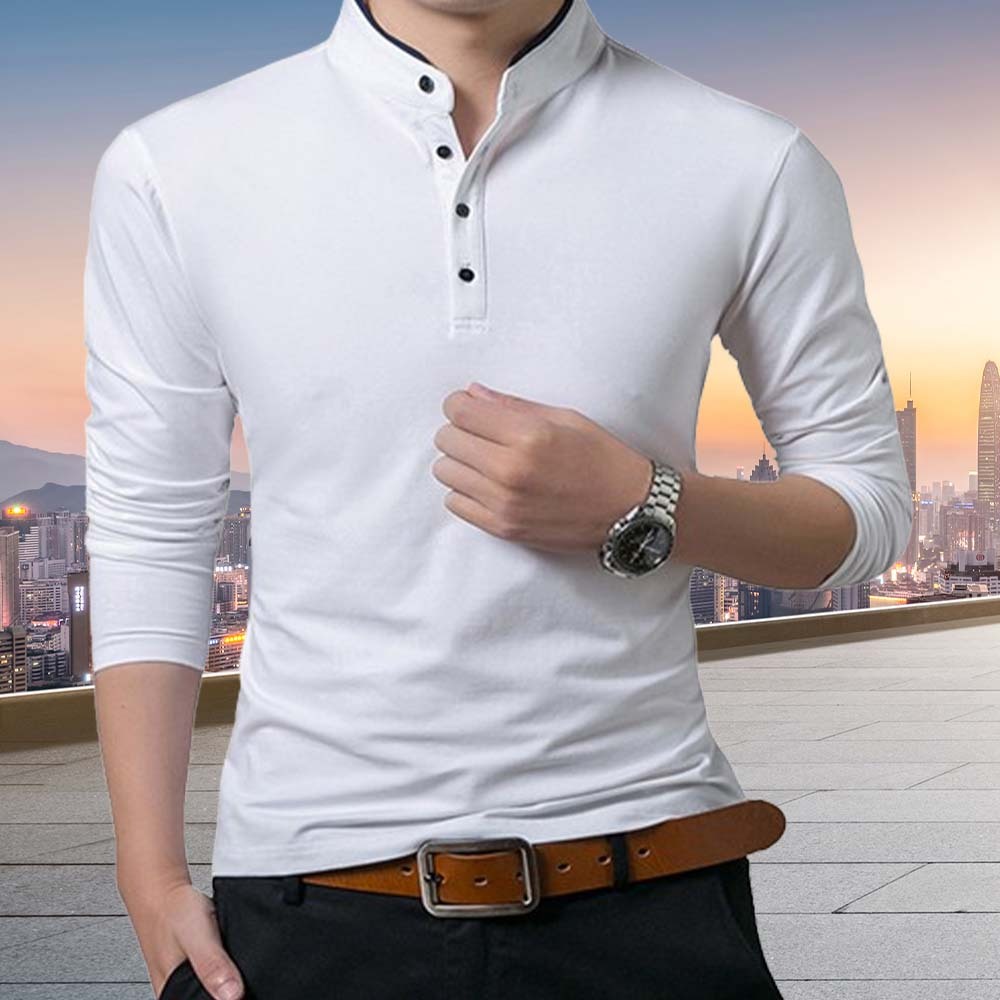 Men's Premium Business Stand Collar Long Sleeve T-Shirt
