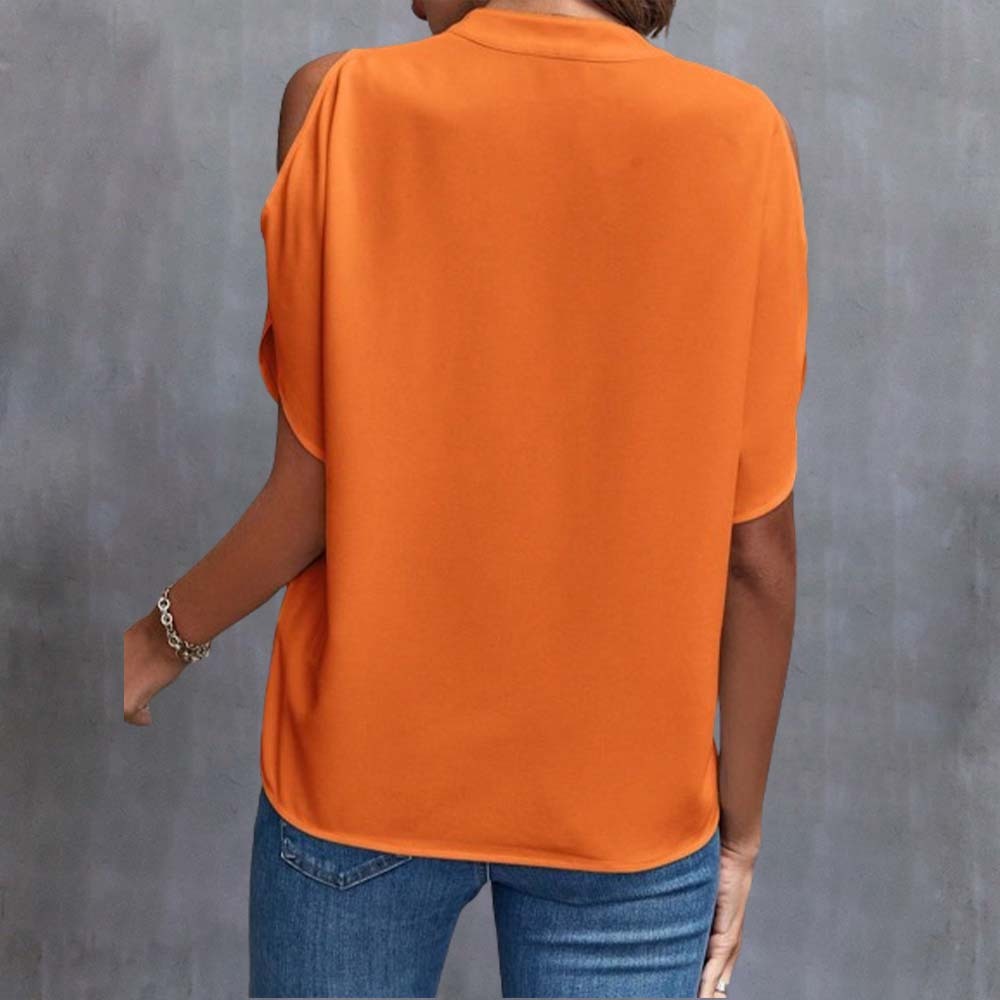 Women's sexy V-neck off-shoulder sleeve top T-shirt