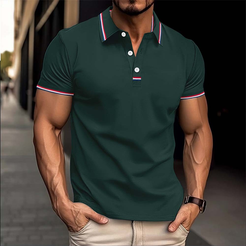 2024 New Men's Colorful Lapel Short Sleeve POLO Shirt