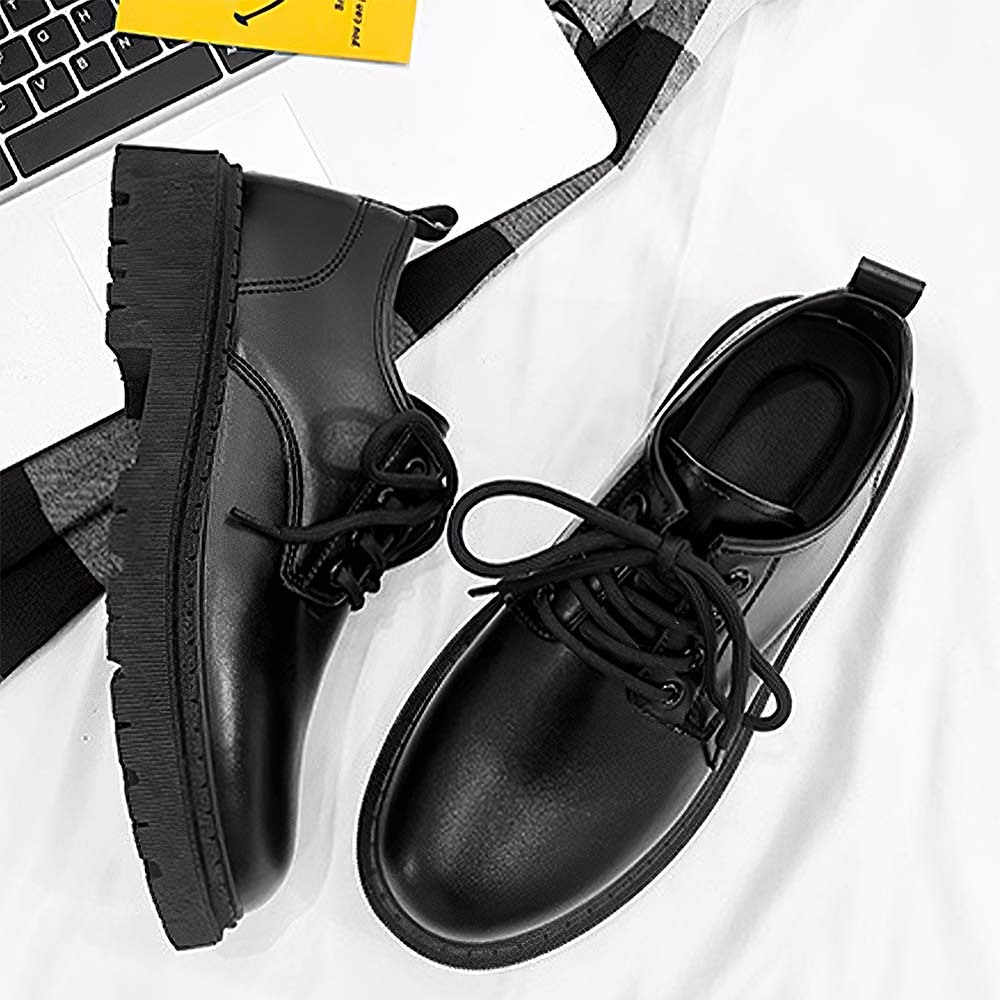 Nuevos zapatos de cuero con cordones de estilo británico para hombre