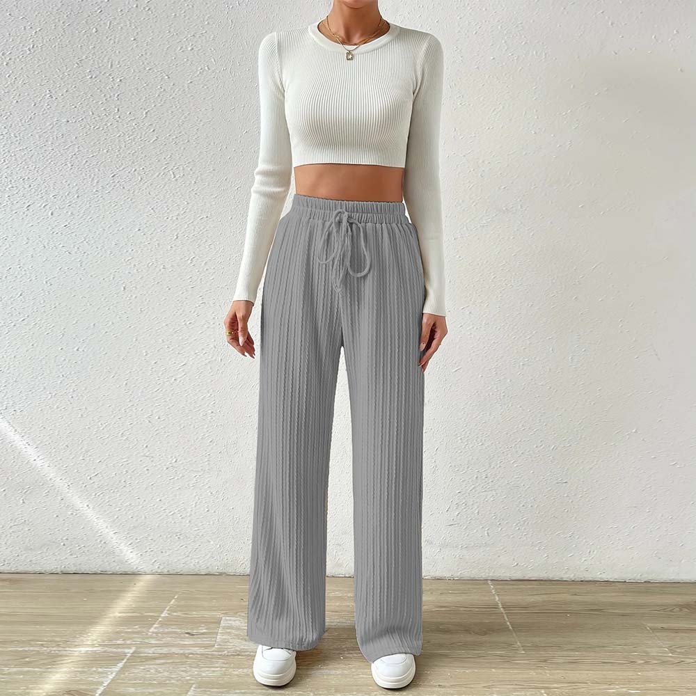 2024 nuevos pantalones de pierna ancha tejidos para mujer