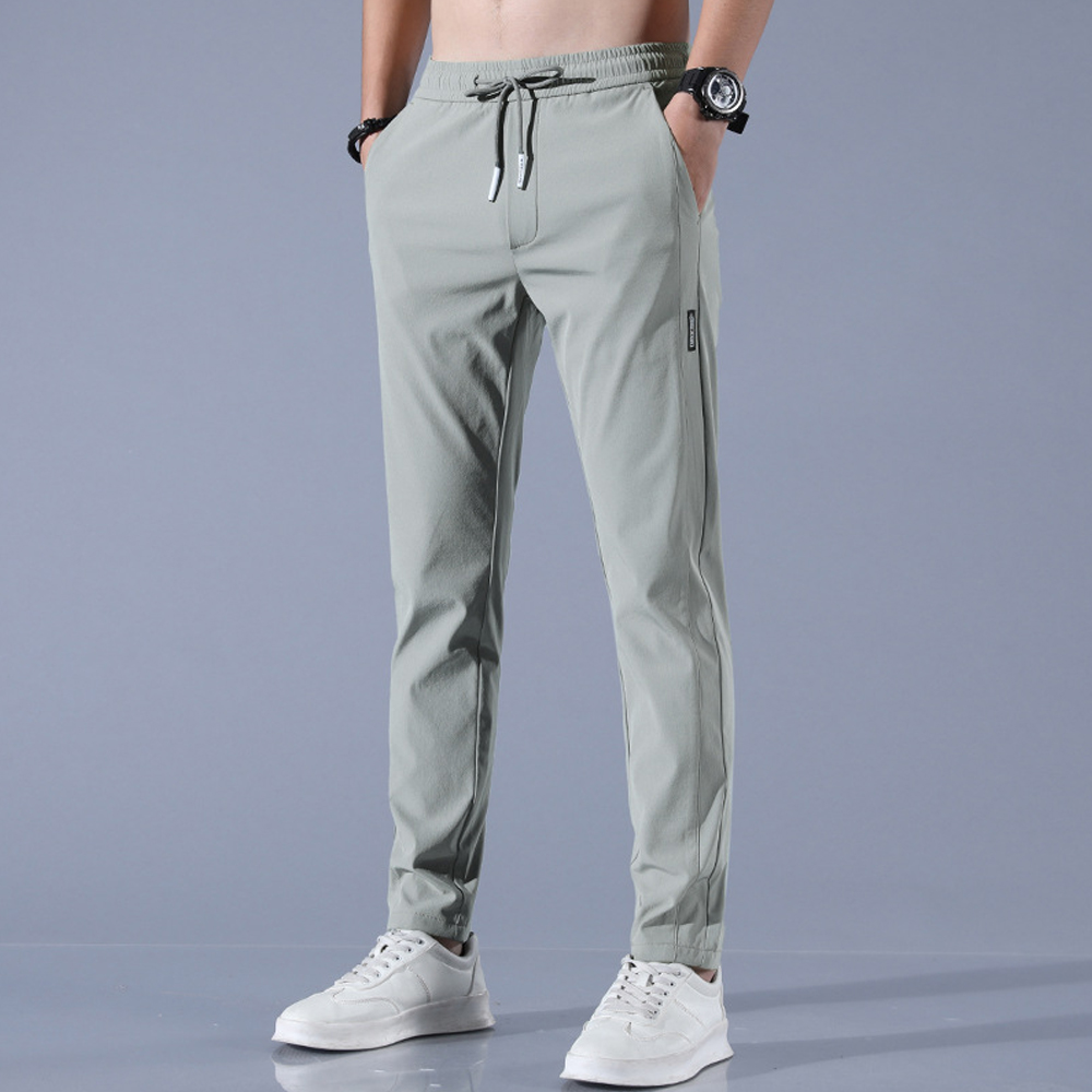 Olivoslindo Pantalones casuales deportivos de seda de hielo para hombres de primavera y verano