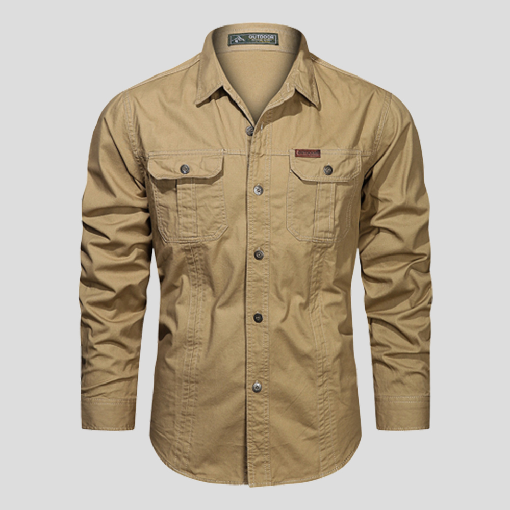 Olivoslindo Nueva camisa casual de manga larga de algodón suelto para hombre