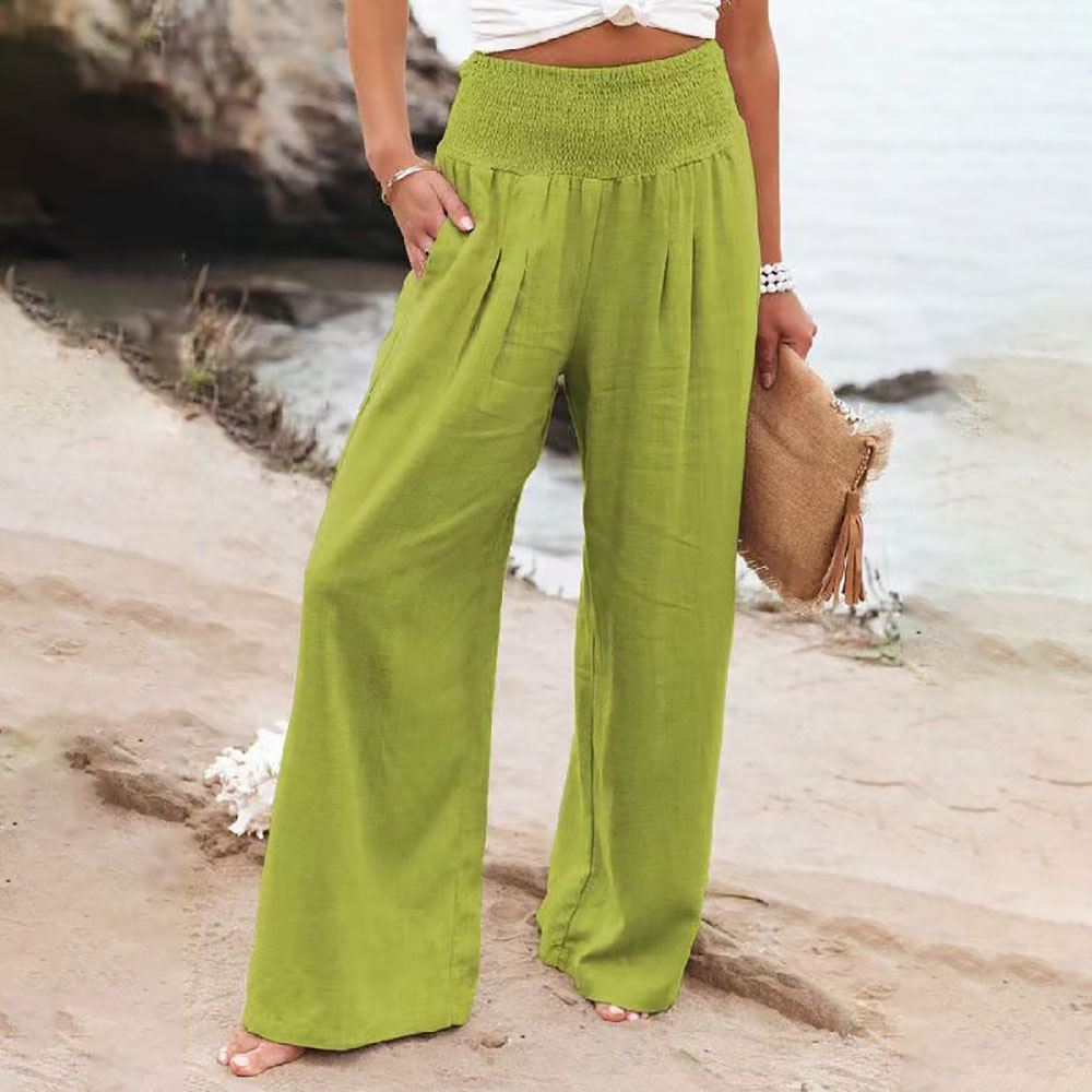 Summer new women's cotton and linen casual loose wide-leg pants