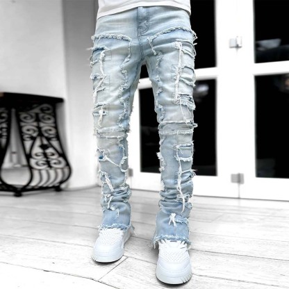Stylish Retro Men's Stretch Denim Straight Leg Pants