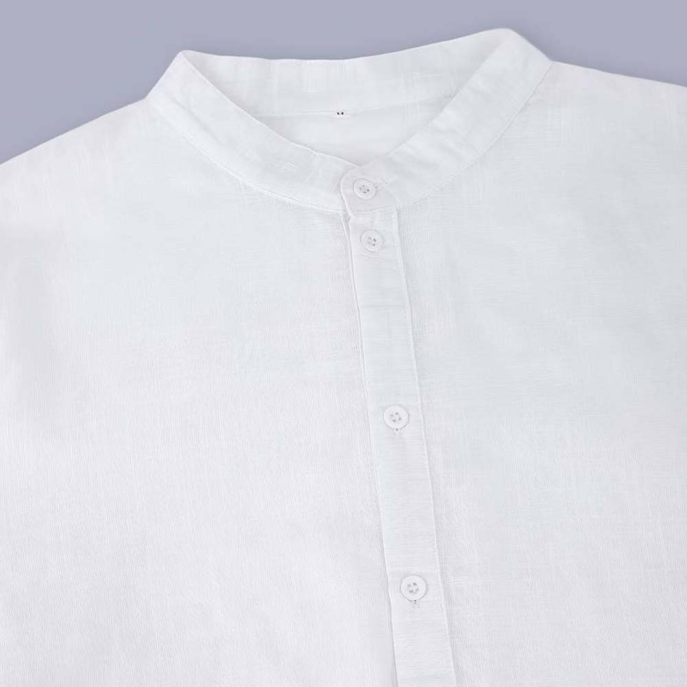 Men's Classic Cotton Half Open Collar Long Sleeve Top Henley