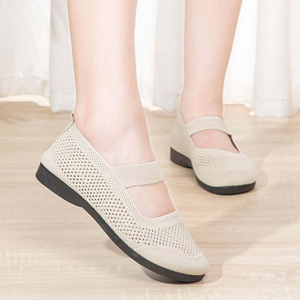 Spring and Autumn Women's Hollow Fly Knit Slip-on Casual Shoes