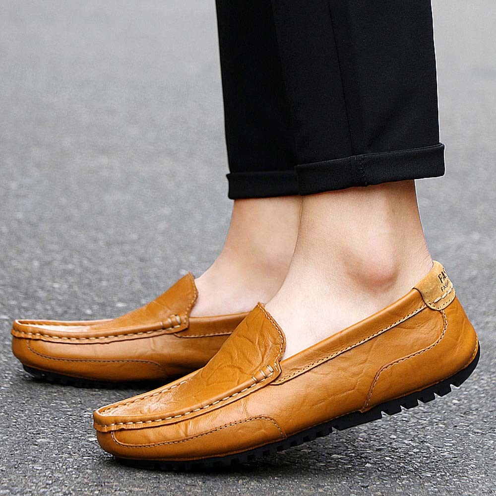 Men's British style slip-on casual business leather shoes