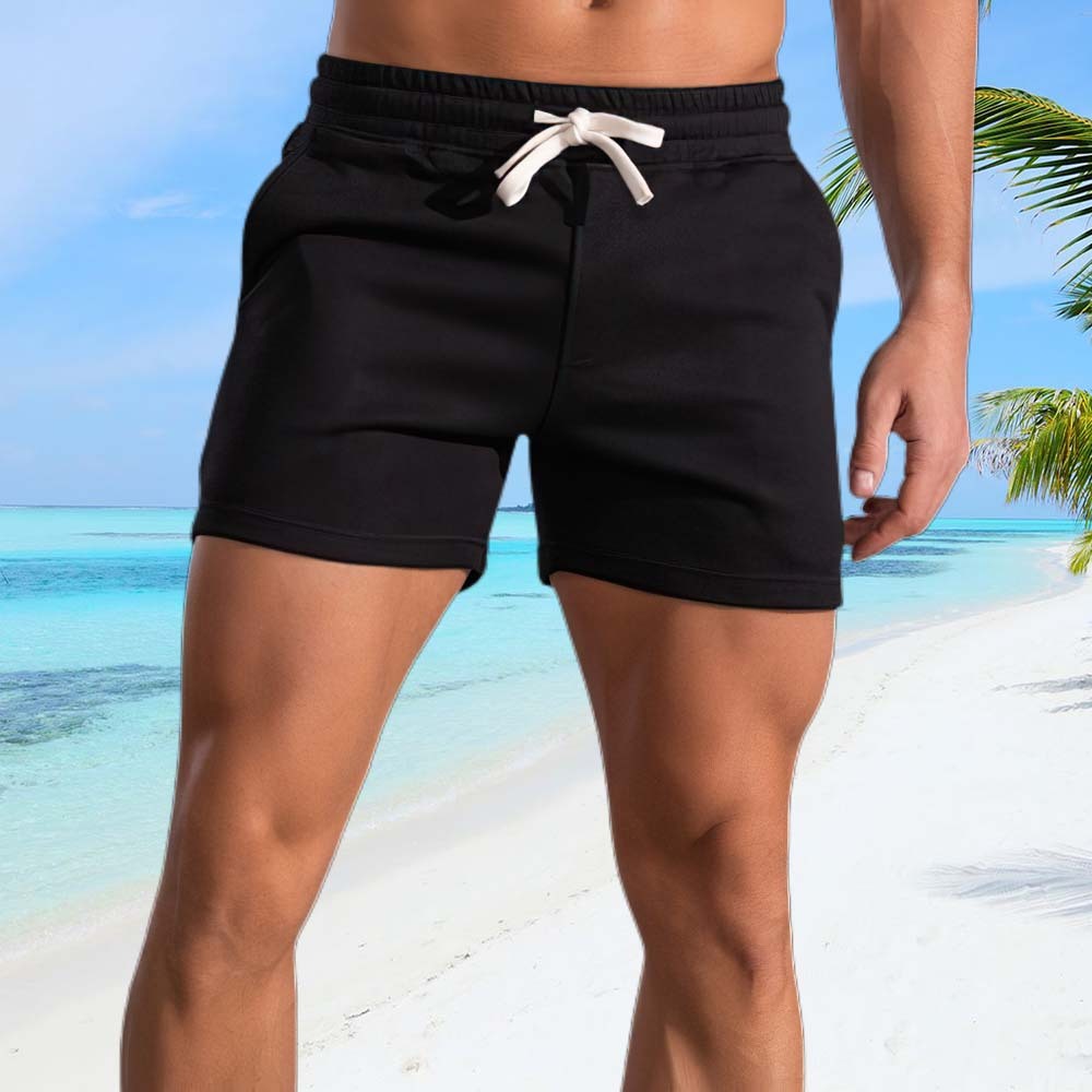 Cotton sports shorts with elastic waist