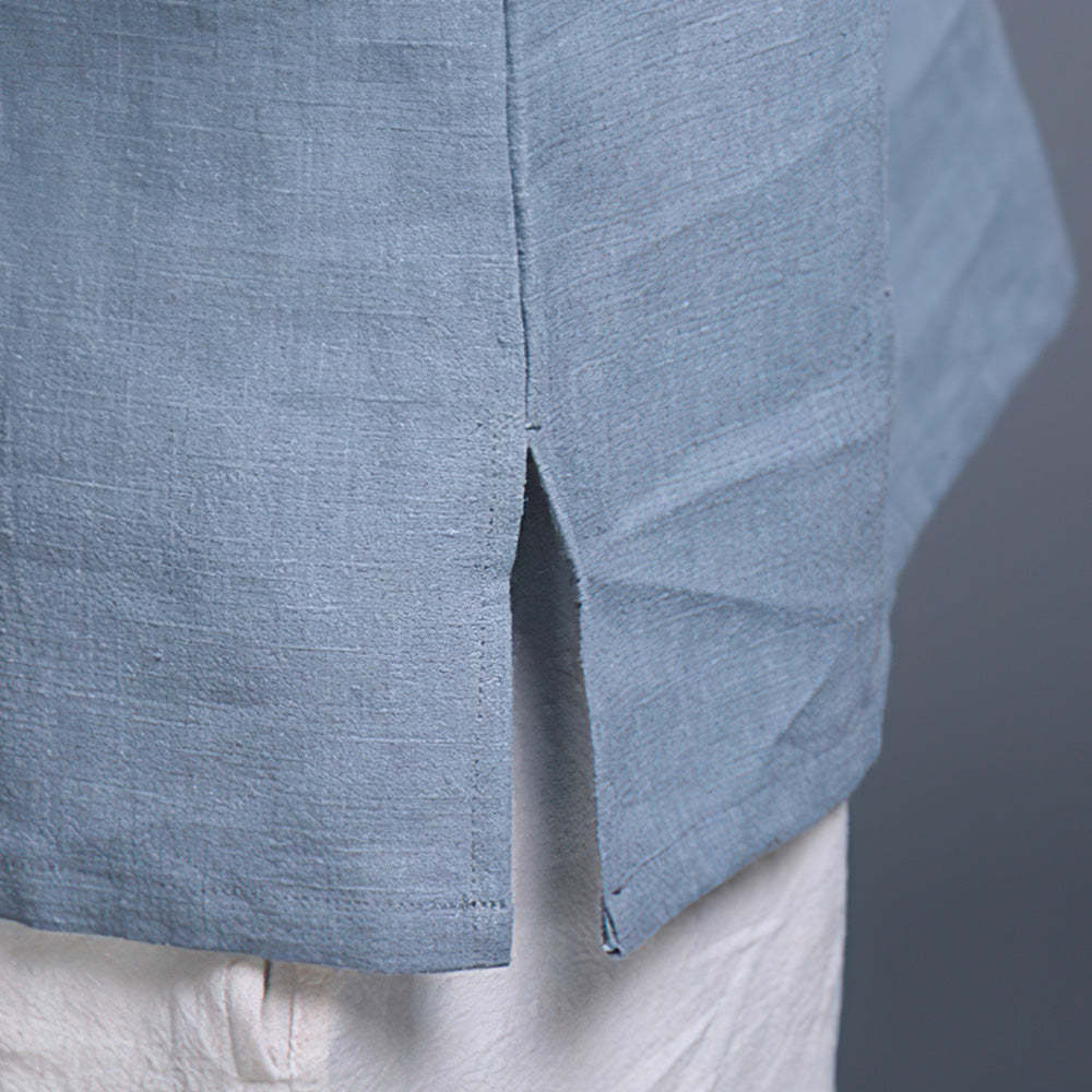 Olivoslindo Mangas largas sueltas de algodón y lino con cuello en V