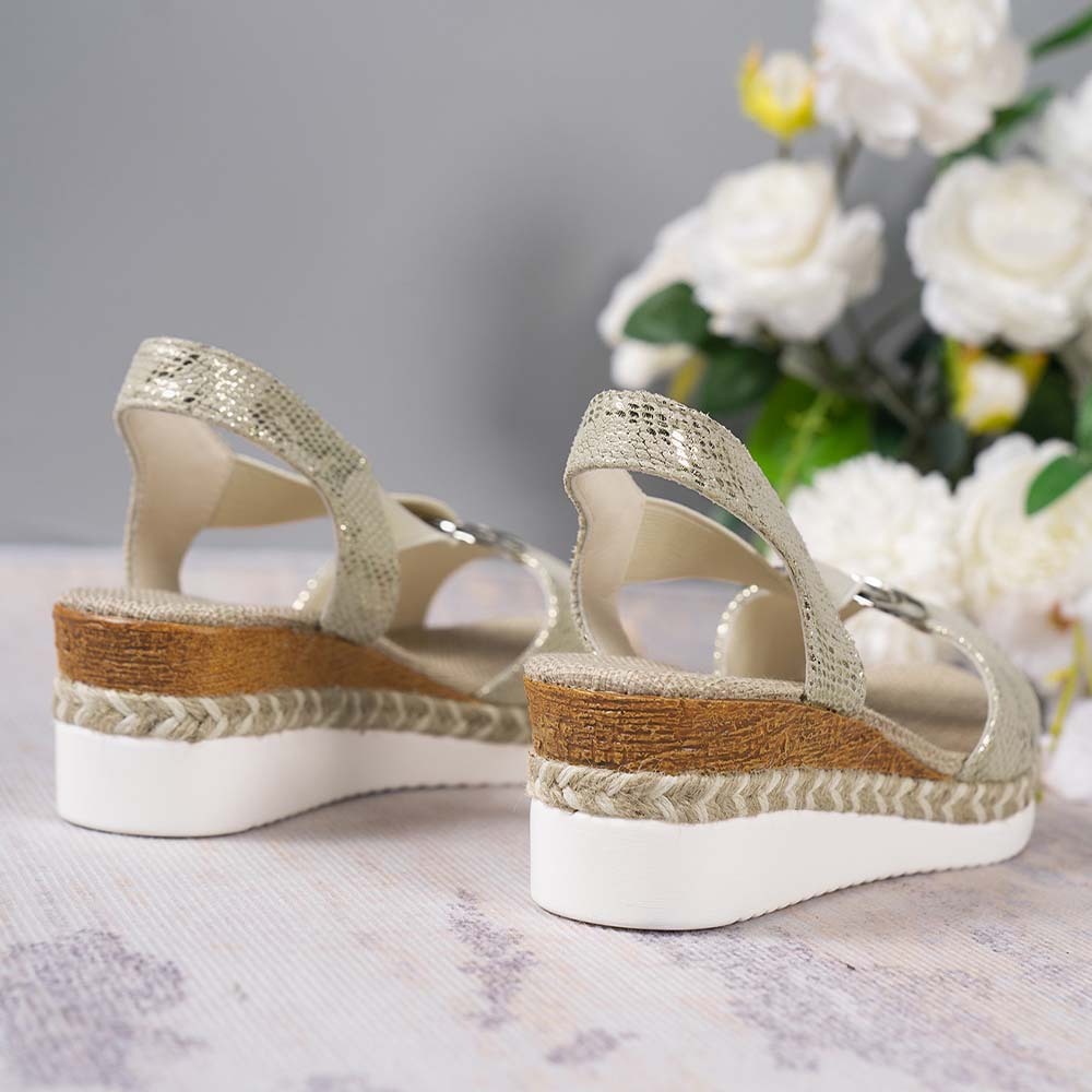 Sandalias de cuña romanas con punta abierta y suela gruesa para mujer