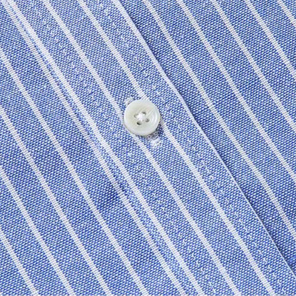 Camisa casual de manga larga a rayas con cuello levantado y talla grande para hombre