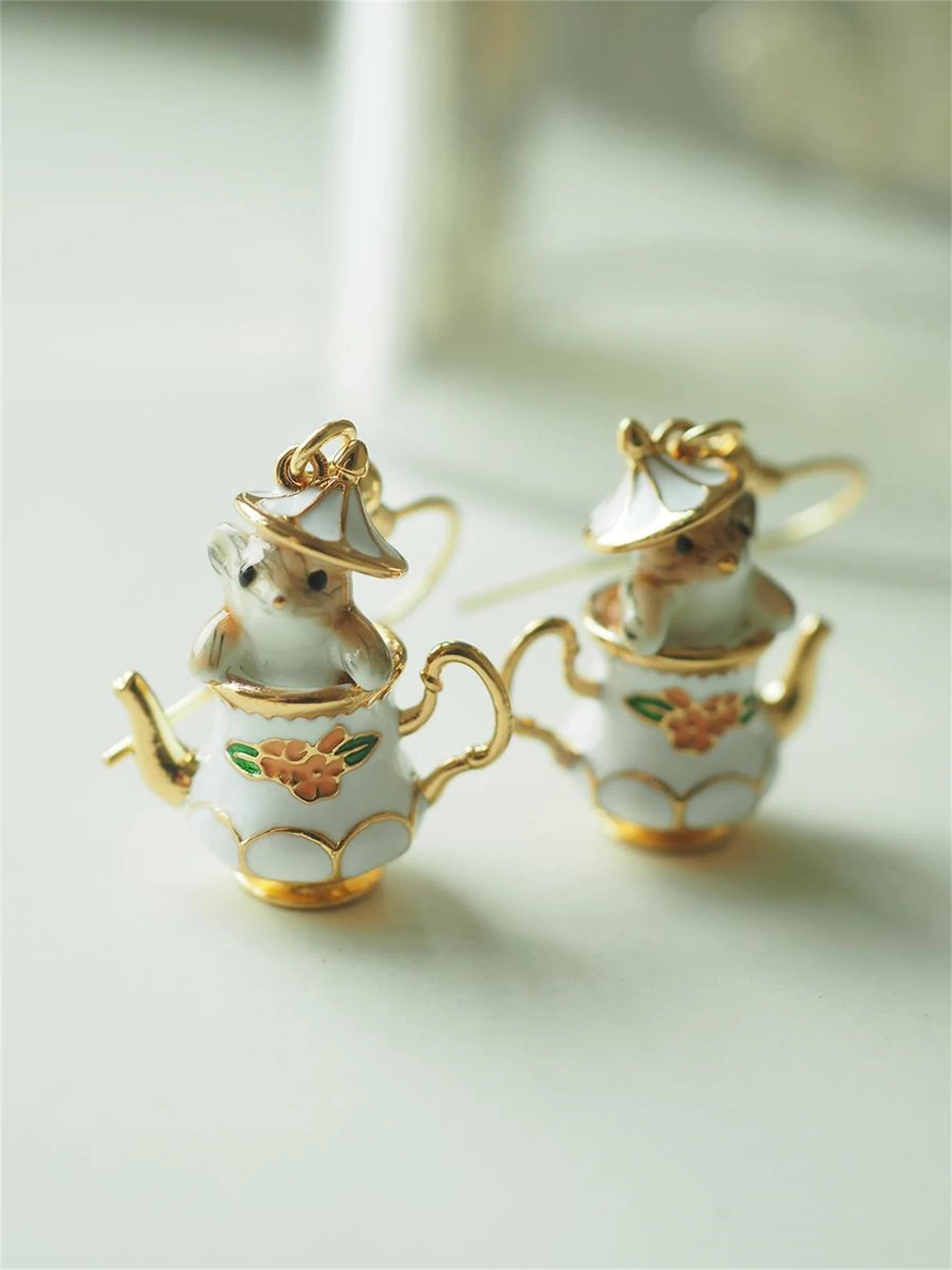 🔥A la venta ahora con un 50 % de descuento 🎁 -Juego de aretes Mouse In My Teapot