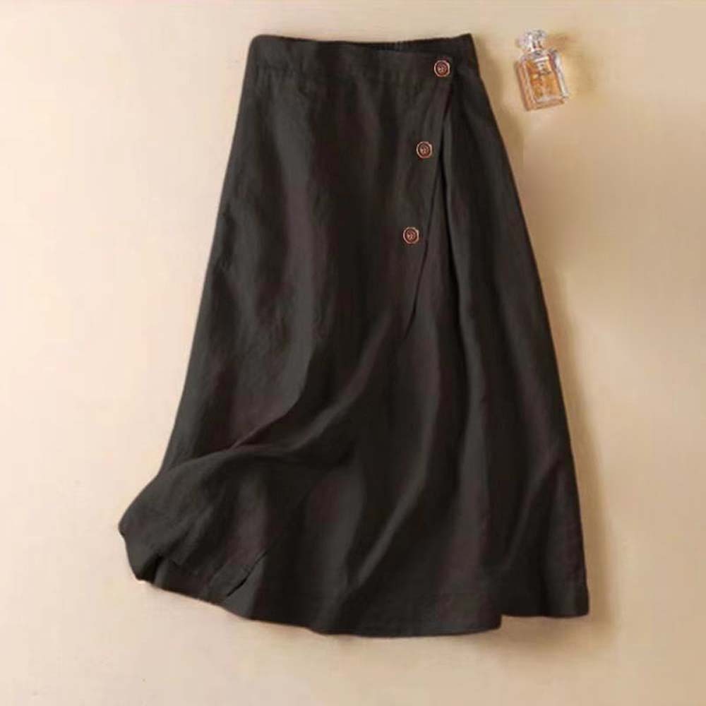 Falda con botones de lino transpirable y elegante para mujer