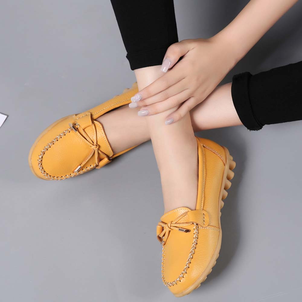 Mocasines de cuero con suela suave y transpirable para mujer Zapatos casuales
