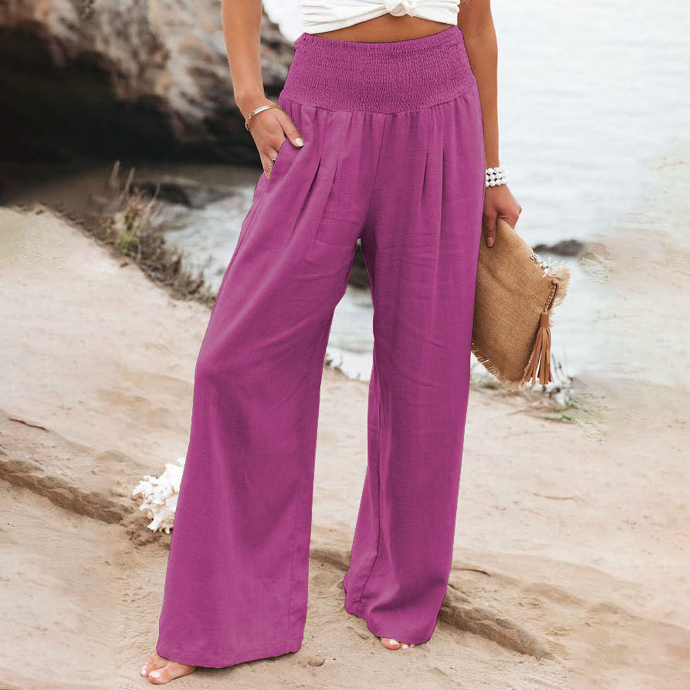 Summer new women's cotton and linen casual loose wide-leg pants