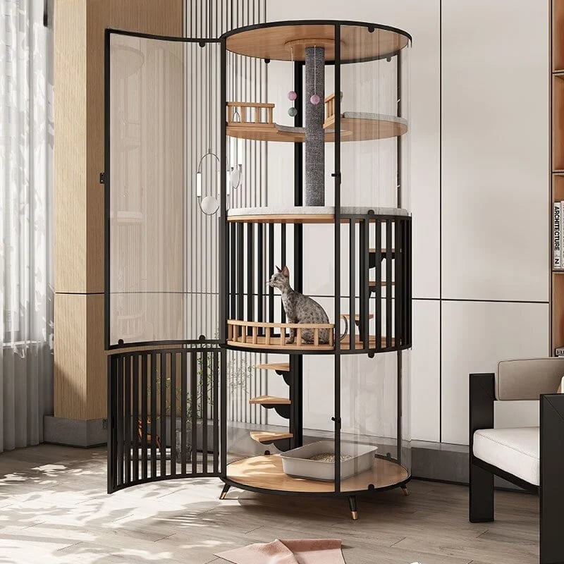🔥Big Sale🔥Glass Panoramic Rotatable Cylindrical Luxury Cat Villa