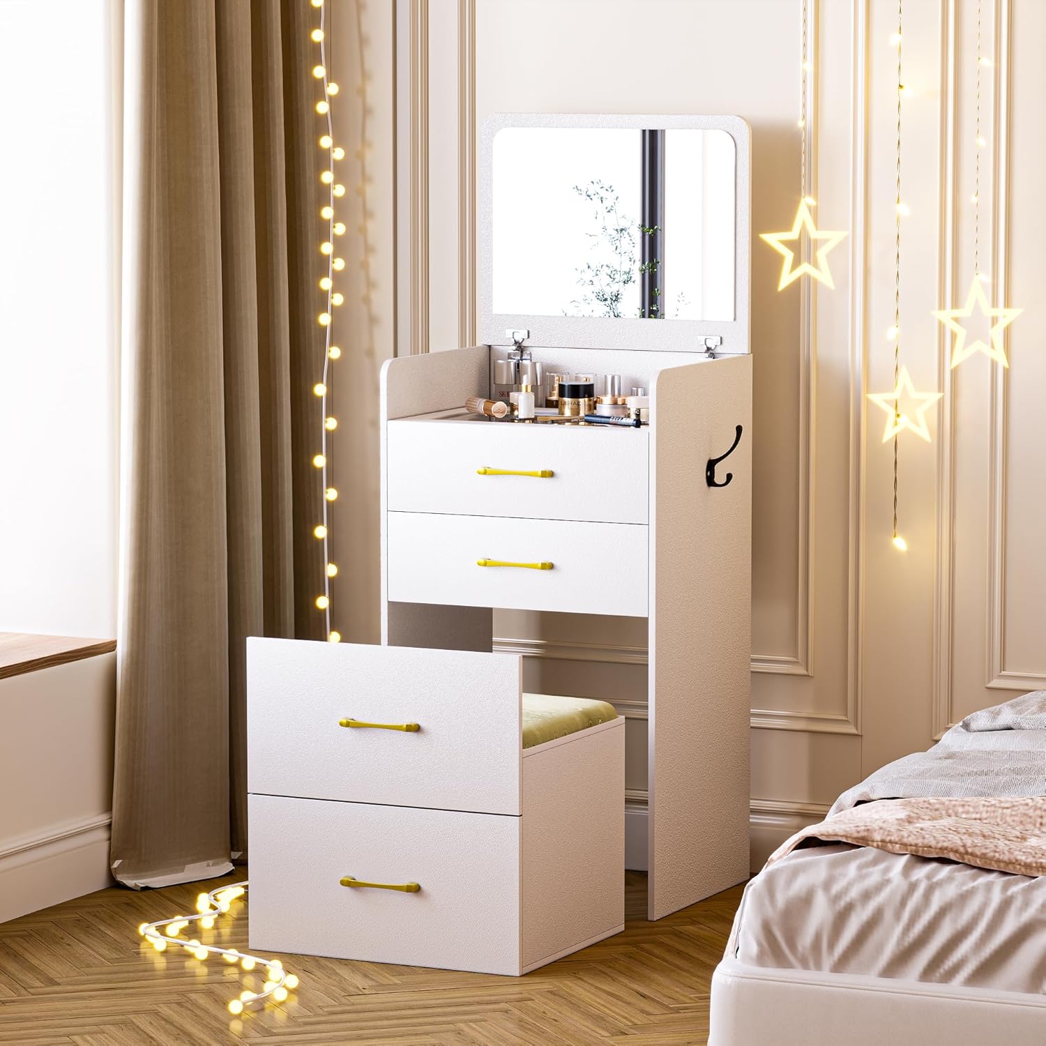 🔥Last day for clearance🔥3 in 1 Vanity Desk with Plip Top Mirror
