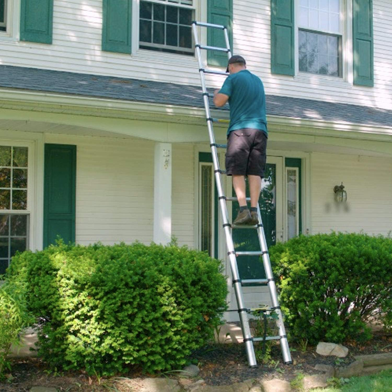 🔥Last Day Promotion 49% OFF🔥Aluminum Telescoping Ladder，One-Button Retraction Extension Ladder Retractable Collapsible Ladders