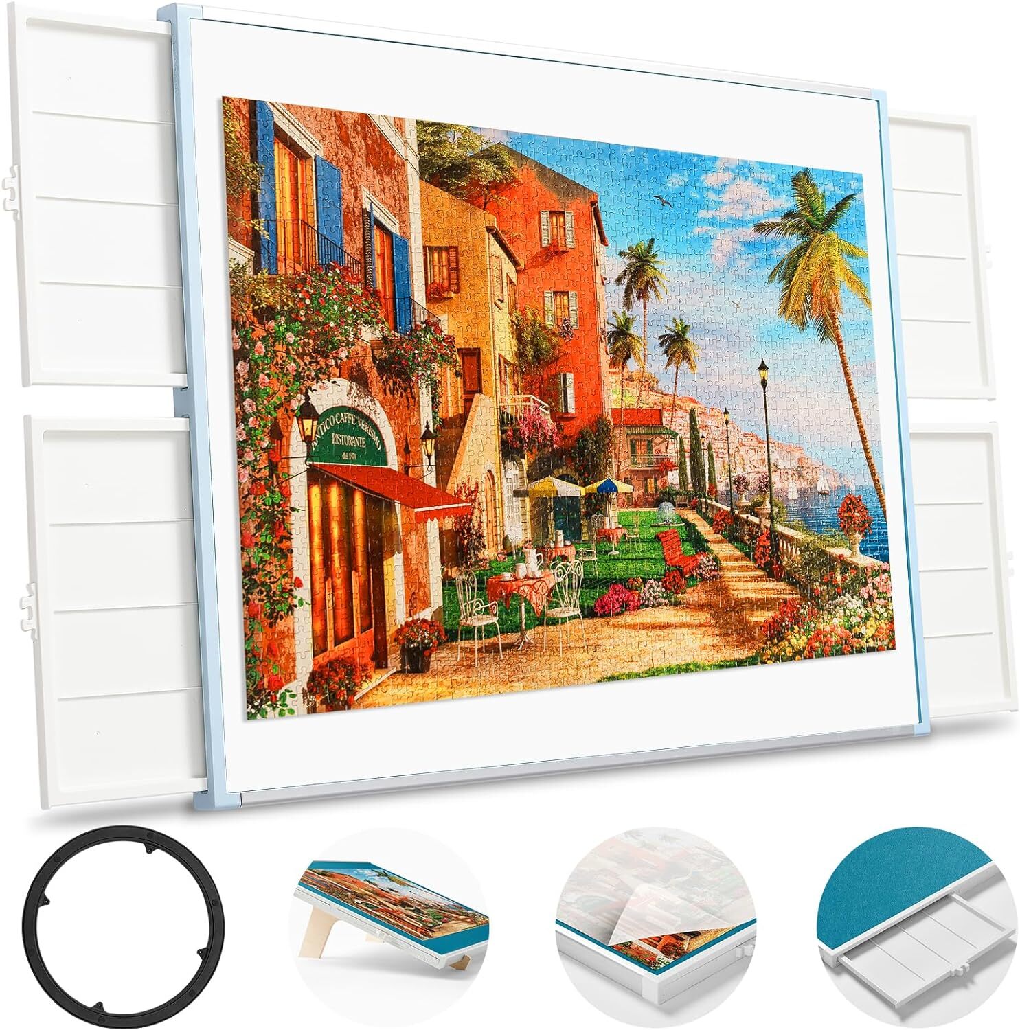 🔥Christmas Sale 70% Off💥Rotating Puzzle Board with Drawers and Cover,Tilt&Lazy Susan