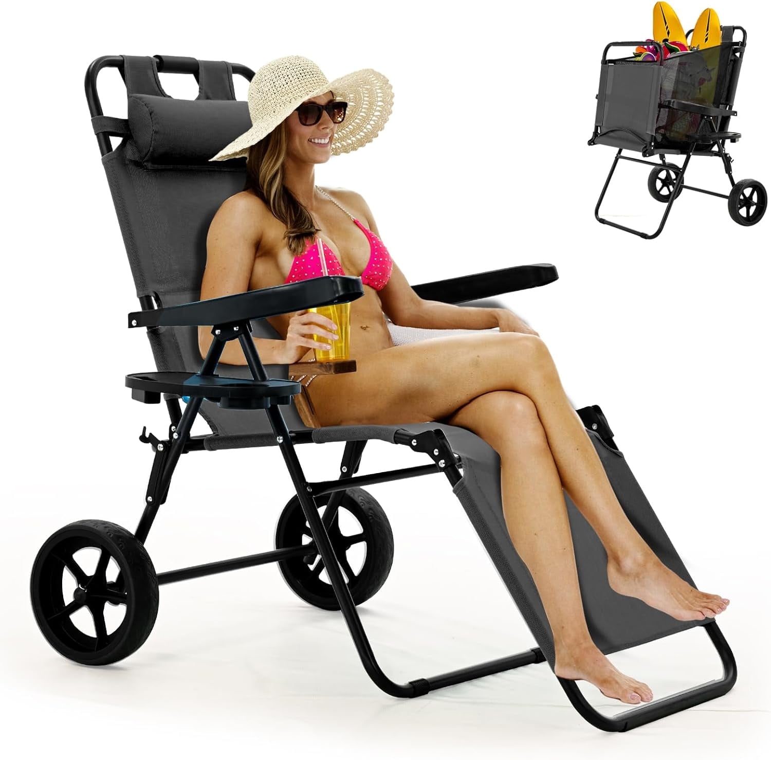 ☀️Summer Hot Sale 49% OFF🔥2 in 1 Folding Beach Cart Chairs