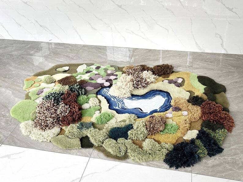Turfted Wool Rugs Carpet,Handmade Rug,Turfting Rugs ,Kid's Play Reading Carpet,Moss Rug,irregular Rug,Cool Rug,Housewarming gift, Custom Rug