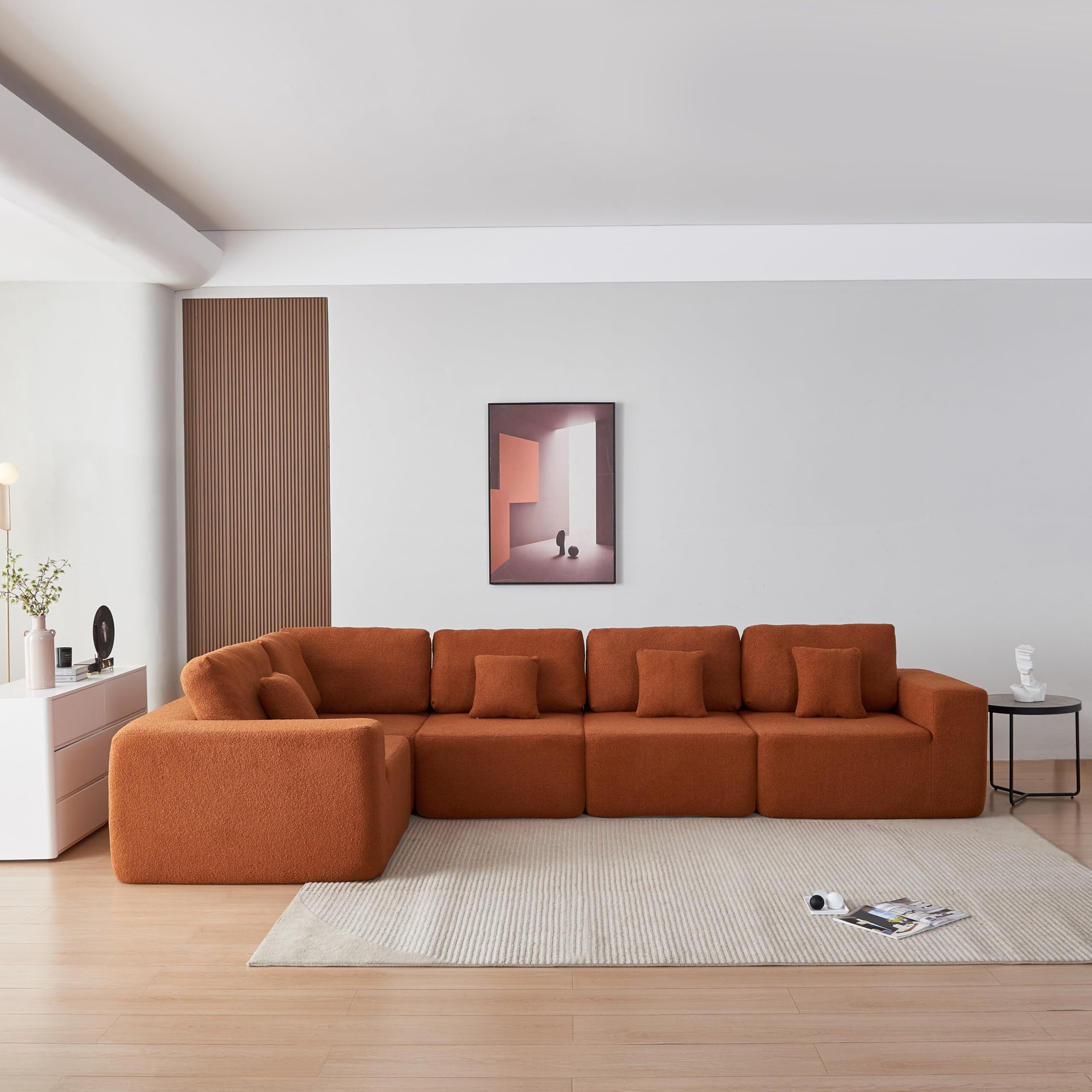 🎉New Arrivals Free Shipping✨5 Seater L Shape Lambswool Sherpa Sofa💤