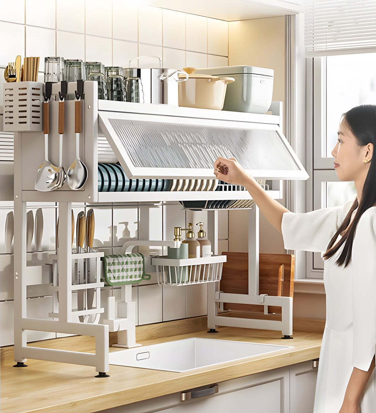 Dish Rack Over The Sink with Cutlery Drainer(Last Day Buy 1 Get 1 Free)