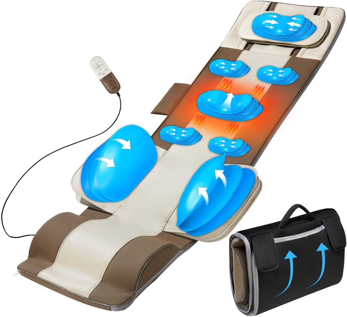 3D Full Body Massage Mat with Back Heating, 4 Modes, 3 Intensities, Foldable
