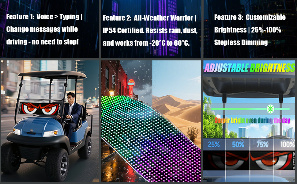 LED Matrix Display Panel, Devil Eyes Light for Cars Windshield, Programmable LED Scrolling Sign, Advertising Sign with Remote + APP+ Voice Control, DIY Pattern Animation 