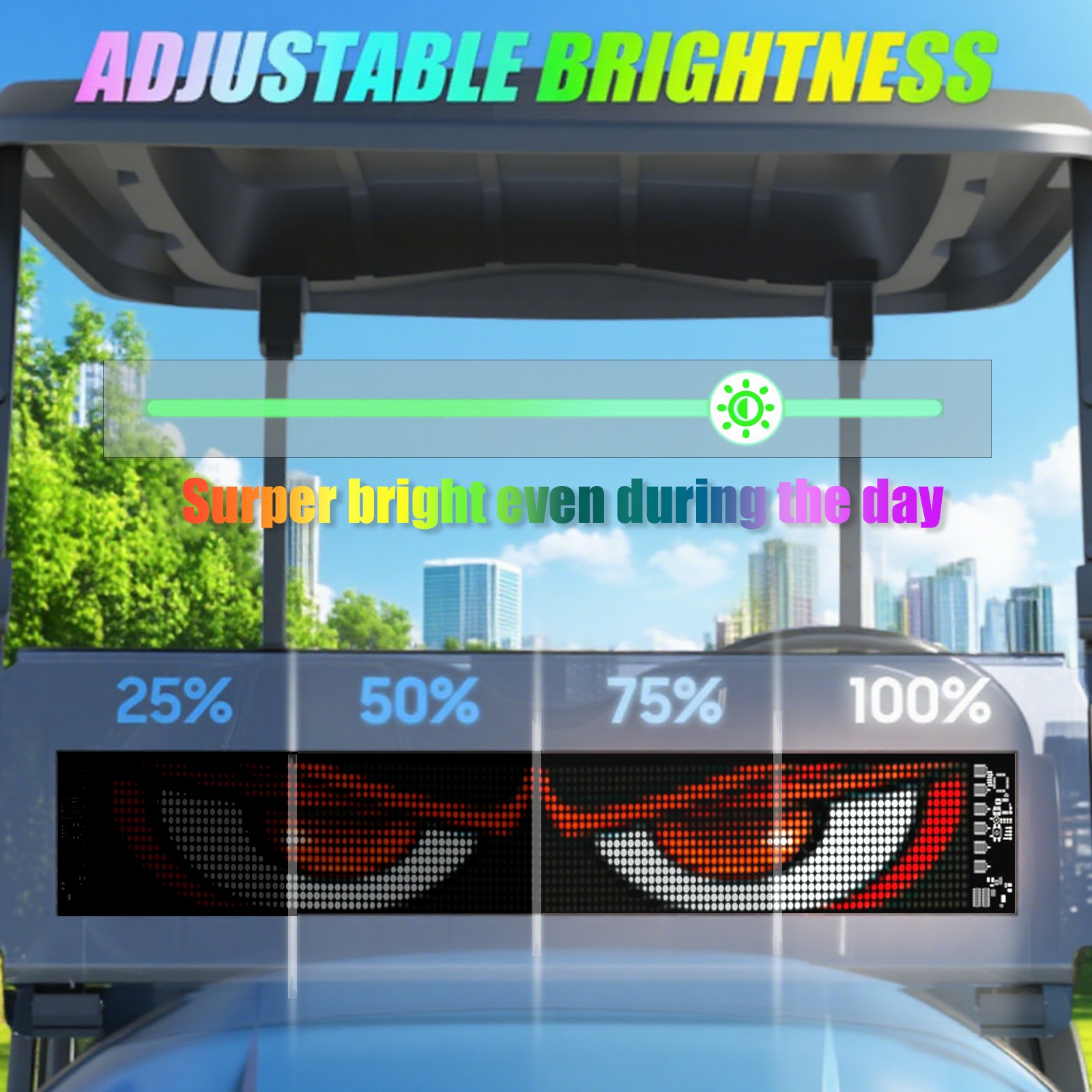 LED Matrix Display Panel, Devil Eyes Light for Cars Windshield, Programmable LED Scrolling Sign, Advertising Sign with Remote + APP+ Voice Control, DIY Pattern Animation 