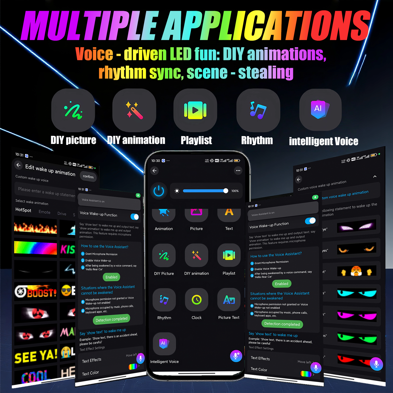 LED Matrix Display Panel, Devil Eyes Light for Cars Windshield, Programmable LED Scrolling Sign, Advertising Sign with Remote + APP+ Voice Control, DIY Pattern Animation 