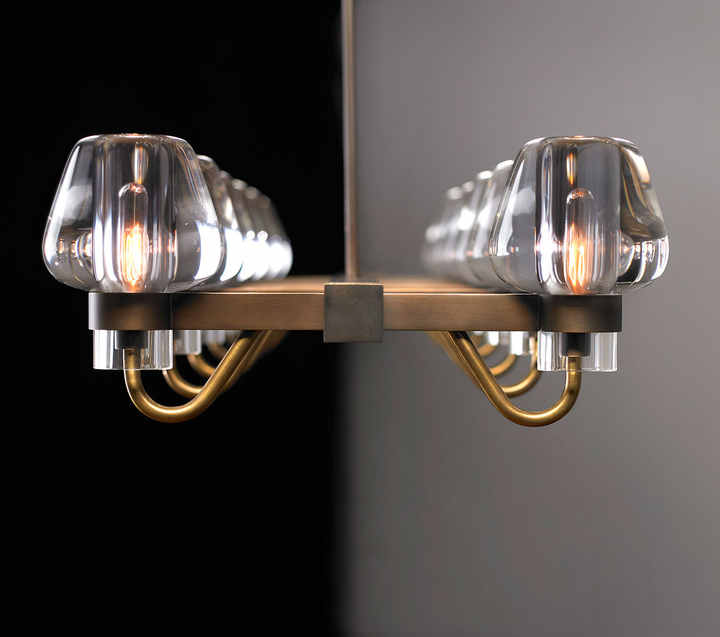 MONTALEMBERT Linear Crystal Chandelier Long-shaped Copper Iron Switch Control for Ceiling Villas Hotels Malls Supermarkets