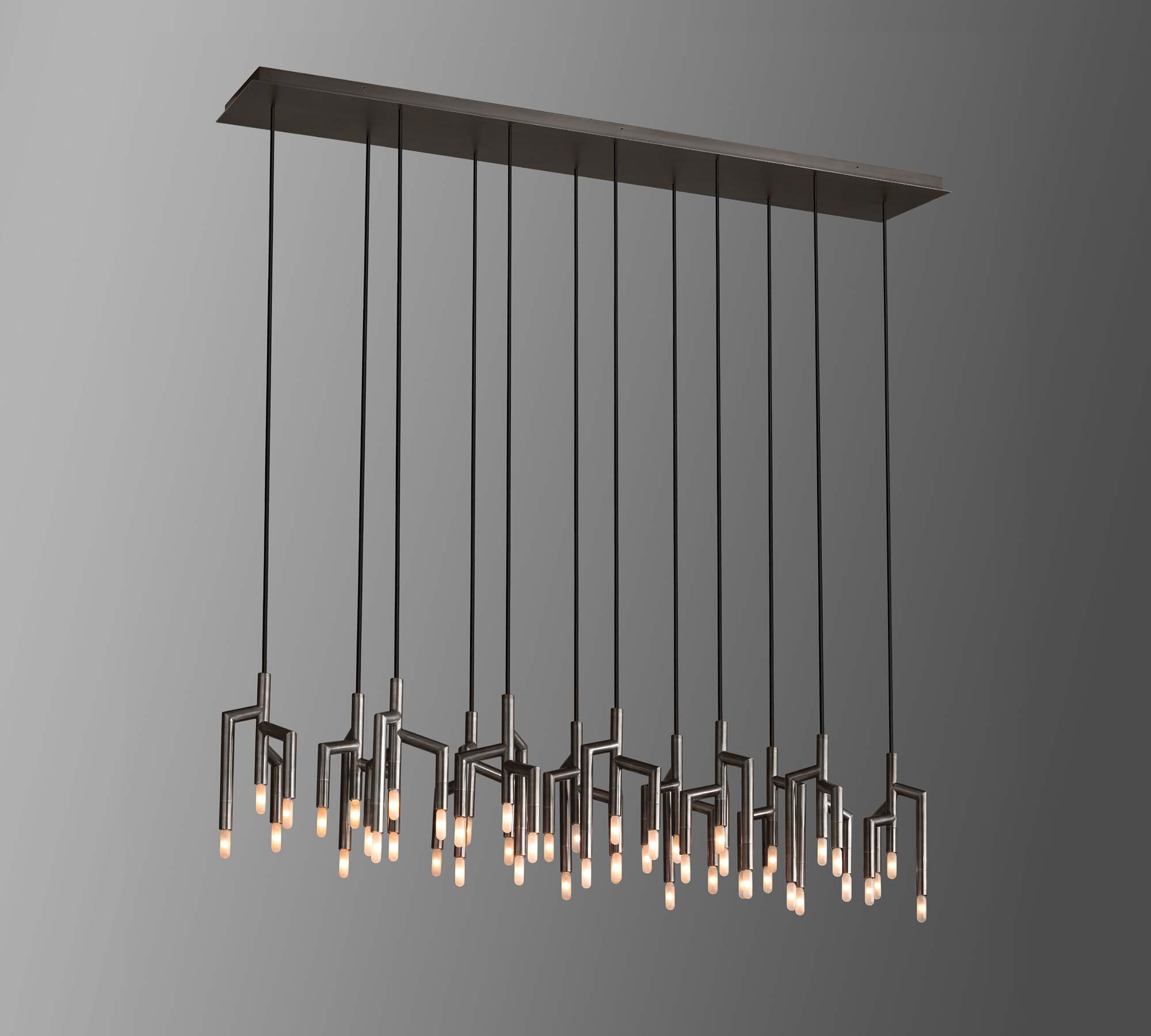 RAMEAU Linear Chandelier for Ceiling Installation AC Powered E26 Plastic Steel Metal Switch for Villas Hospitals