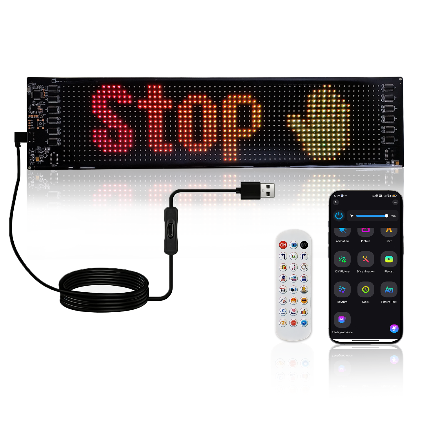 LED Matrix Display Panel, Devil Eyes Light for Cars Windshield, Programmable LED Scrolling Sign, Advertising Sign with Remote + APP+ Voice Control, DIY Pattern Animation 