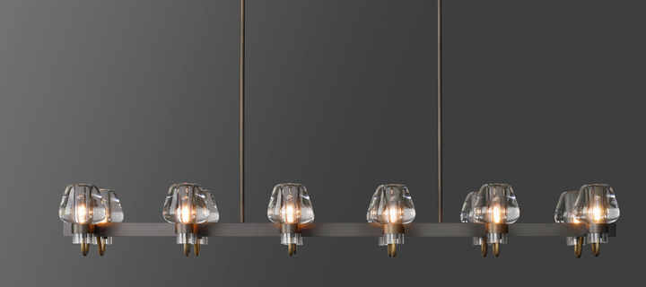 MONTALEMBERT Linear Crystal Chandelier Long-shaped Copper Iron Switch Control for Ceiling Villas Hotels Malls Supermarkets