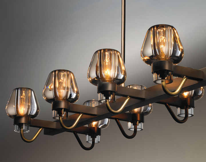 MONTALEMBERT Linear Crystal Chandelier Long-shaped Copper Iron Switch Control for Ceiling Villas Hotels Malls Supermarkets