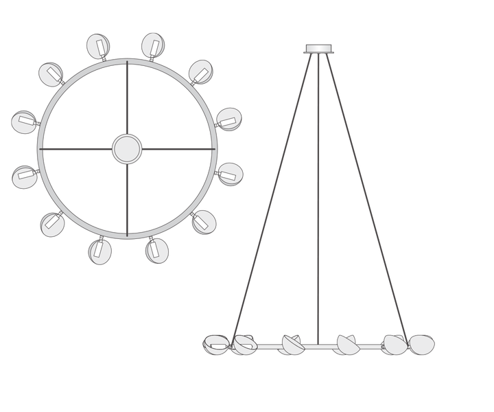 AVION Modern Simple 12-Light Circular Chandelier Brass Adjustable Height Warm White Light E12 for Home Available 3000K