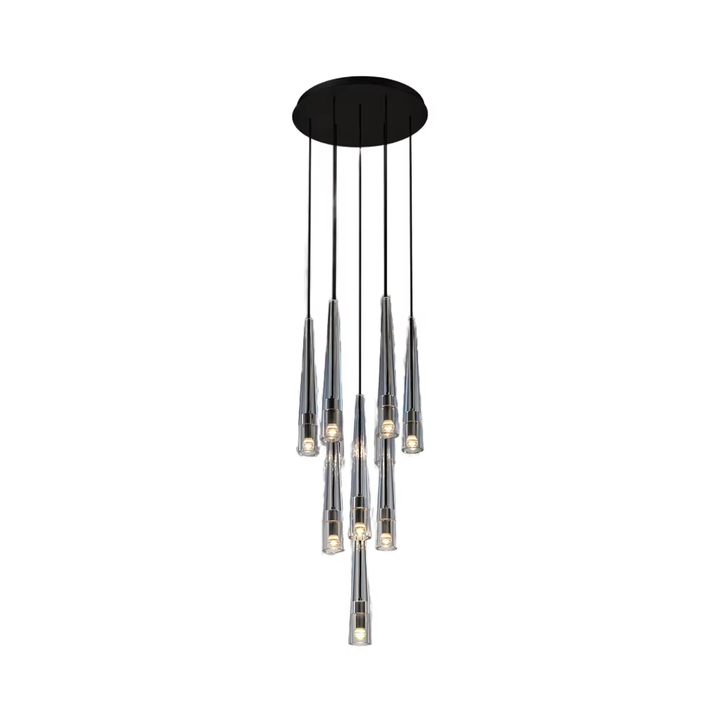 APOLLINAIRE Modern Contemporary Circular Brass Chandelier Adjustable Height E12 Bulb Base Warm White Light for Home Room